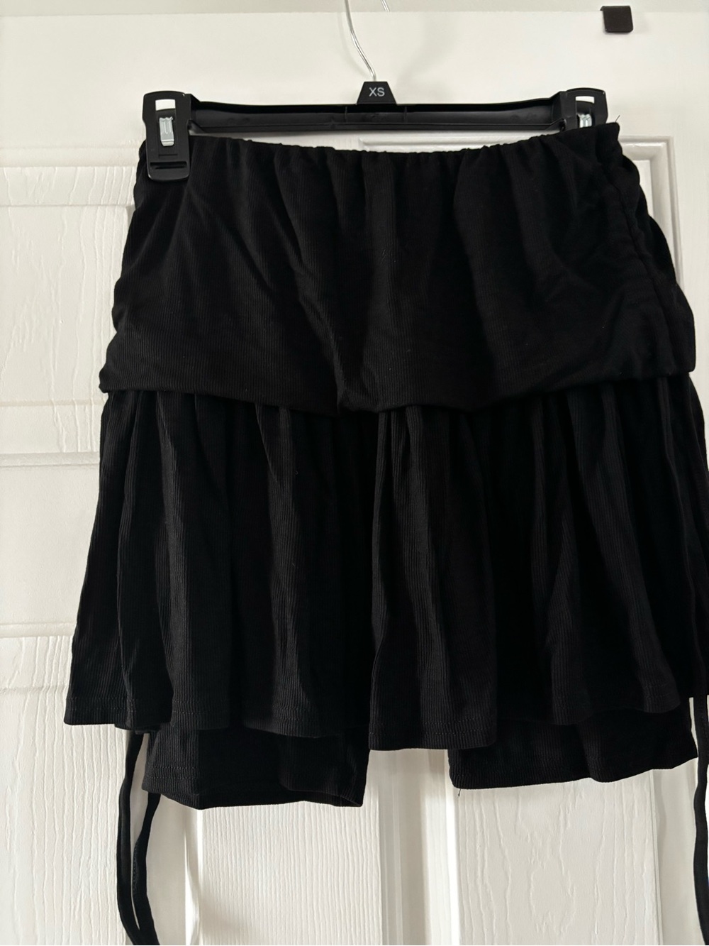 Black Fold-Over Waist Womens Shorts